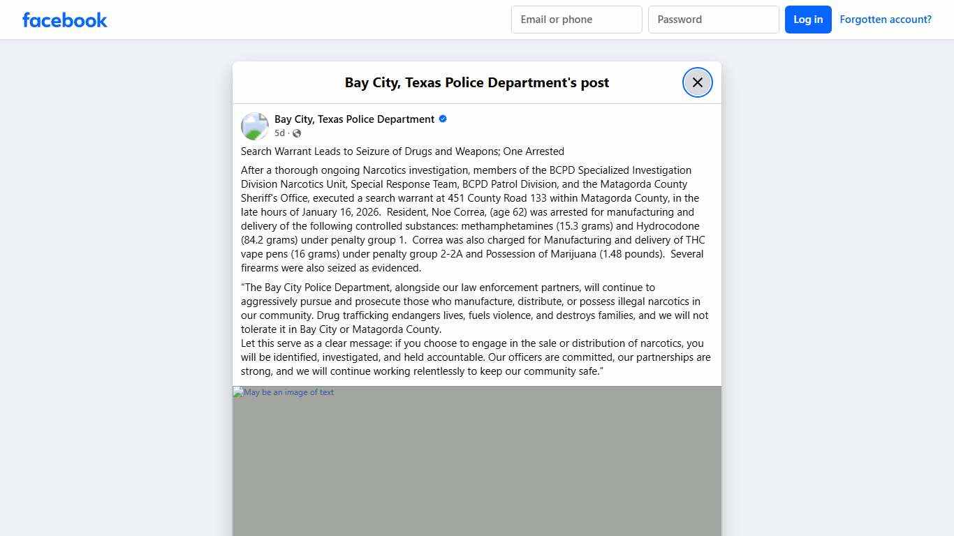 Search Warrant Leads... - Bay City, Texas Police Department Facebook